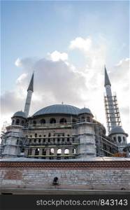 View of Taksim Mosque construction building which locate in Taksin square in beyoglu,Istanbul,Turkey