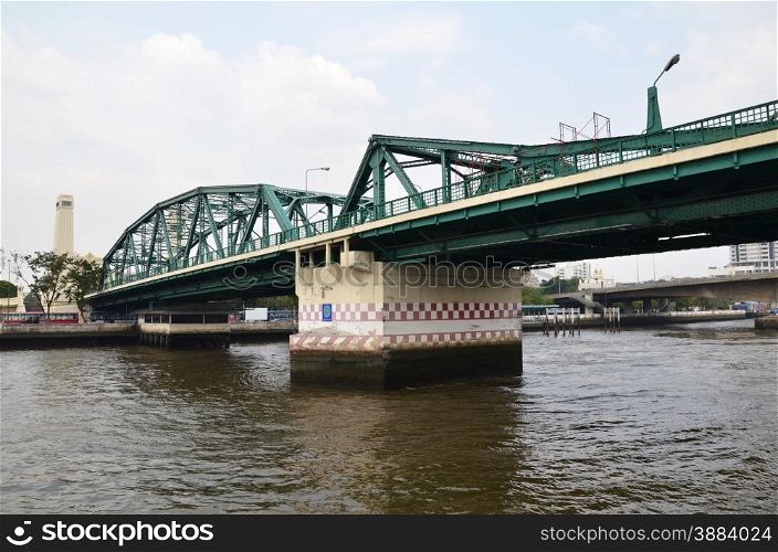 View of Thai river bridge, Bangkok Thailand