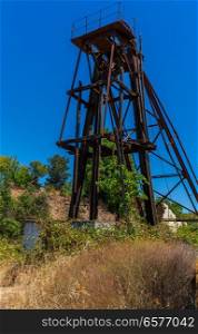 View of  the abandoned Mine in Minas de Sao Domingos Village in Alentejo Portugal.