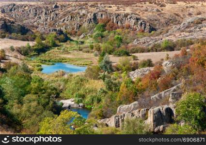 View of the Aktov canyon in the autumn day in Mykolayiv region, Ukraine, national park Bugsky Gard