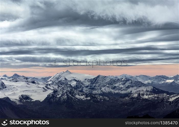 View of the Alps from Monte Bianco.