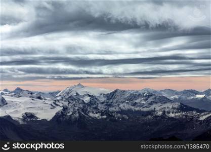 View of the Alps from Monte Bianco.