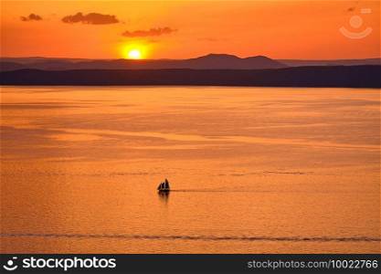 view of the Amur Bay at sunset. Vladivostok, Russia - Jun 11, 2020  view of the Amur Bay at sunset.