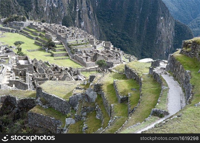 View Of The Ancient Inca City Of Machu Picchu. The 15-th Century Inca Site.&rsquo;lost City Of The Incas&rsquo;. Ruins Of The Machu Picchu Sanctuary. Unesco World Heritage Site. View Of The Ancient Inca City Of Machu Picchu