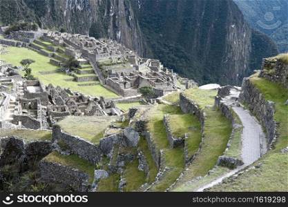 View Of The Ancient Inca City Of Machu Picchu. The 15-th Century Inca Site.&rsquo;lost City Of The Incas&rsquo;. Ruins Of The Machu Picchu Sanctuary. Unesco World Heritage Site. View Of The Ancient Inca City Of Machu Picchu