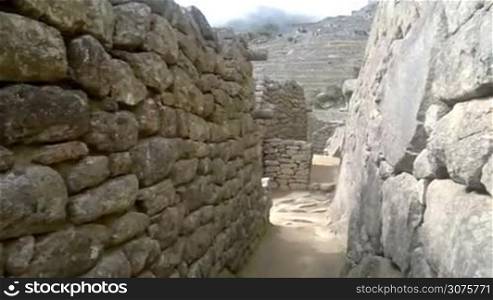View of the ancient Inca City of Machu Picchu. The 15-th century Inca site.&acute;Lost city of the Incas&acute;. Ruins of the Machu Picchu sanctuary. UNESCO World Heritage site