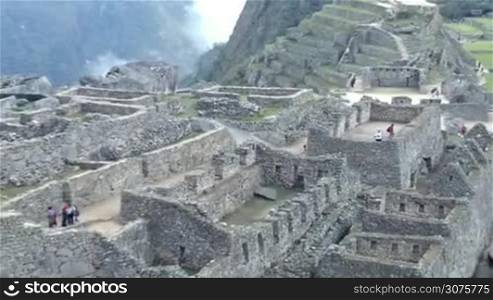 View of the ancient Inca City of Machu Picchu. The 15-th century Inca site.&acute;Lost city of the Incas&acute;. Ruins of the Machu Picchu sanctuary. UNESCO World Heritage site