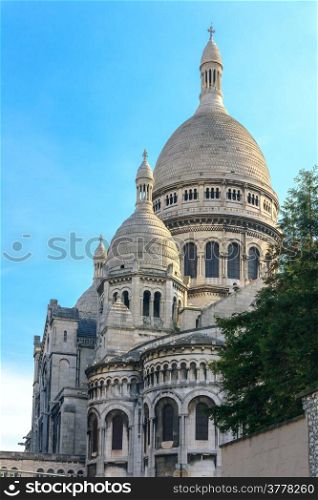 View of the Basilique du Sacre-C?ur (Basilica of the Sacred Heart of Jesus) at the butte Montmartre of Paris evening