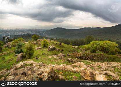 View of the beautiful landscape from the top of Mount Entoto, just outside of the city of Addis Ababa, Ethiopia