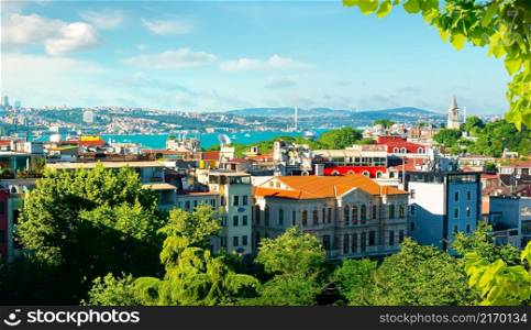 View of the Bosphorus in Istanbul on a summer day