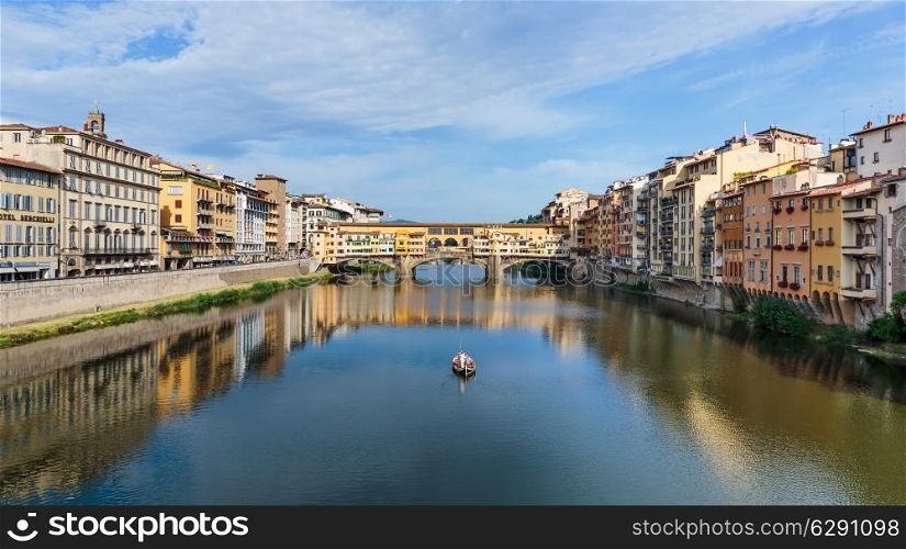 View of the bridge Ponte Vecchio in Florence , Italy