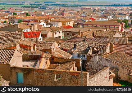 View of the Broken Tile Roofs in a Small Spanish Town