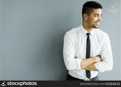 View of the businessman posing in the office