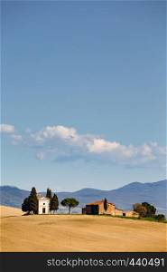 View of the cappella di vitaleta. Tuscany, Italy