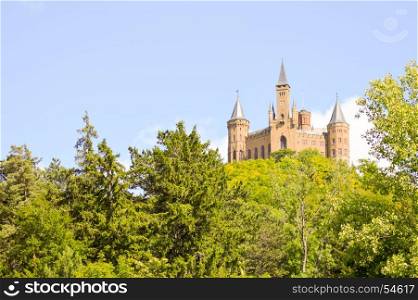 View of the castle of Hohenzollern . View of the castle of Hohenzollern in the municipality of bisingen in the state of Baden-WA?rttemberg in Germany