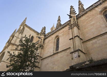 View of the Cathedral of Segovia, the Roman Catholic church built between 1525-1577 in a late Gothic style, Segovia, Spain.