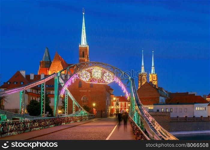 View of the Cathedral of St. John the Baptist on the island Tumski in Wroclaw on the sunset. Poland.. Wroclaw. Cathedral of St. John.