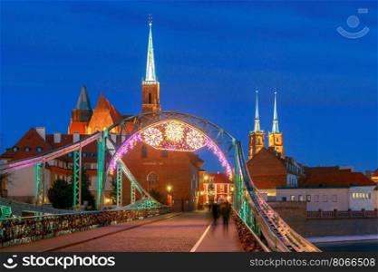 View of the Cathedral of St. John the Baptist on the island Tumski in Wroclaw on the sunset. Poland.. Wroclaw. Cathedral of St. John.