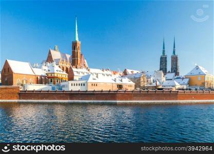 View of the Cathedral of St. John the Baptist on the island Tumski in Wroclaw. Poland.. Wroclaw. Cathedral of St. John