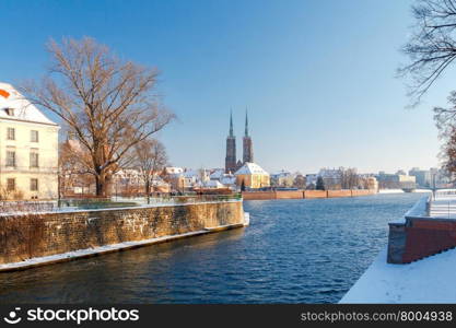 View of the Cathedral of St. John the Baptist on the island Tumski in Wroclaw. Poland.. Wroclaw. Cathedral of St. John.