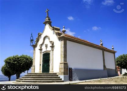 View of the Chapel of the Lord of the Calvary, built in the nineteenth century in rococo architecture in Gouveia, Beira Alta, Portugal