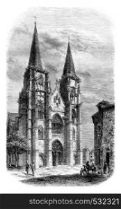 View of the Church of Mouron, vintage engraved illustration. Magasin Pittoresque 1852.