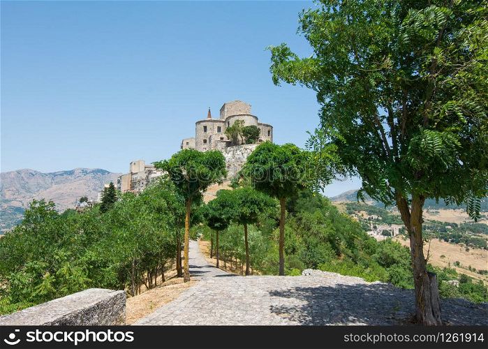 View of the church of S. Maria di Loreto in Petralia Soprana, Palermo, Sicily, Italy. Petralia Soprana in the Madonie Mountains, elected best village in Italy 2018