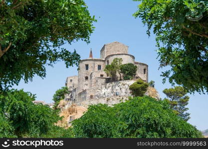 View of the church of S. Maria di Loreto in Petralia Soprana, Palermo, Sicily, Italy. Petralia Soprana in the Madonie Mountains, elected best village in Italy 2018