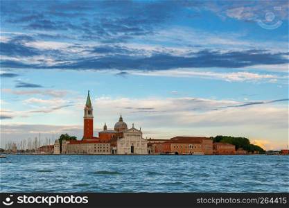 View of the Church of San Giorgio Maggiore on the island in the Venetian lagoon.. Venice. Church of San Giorgio Maggiore.