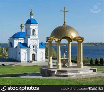 View of the Church of the Holy Theotokos of Kazan Monastery in the village of Vinnovka, Russia