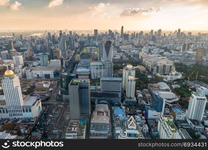 view of the city of Bangkok, the capital of Thailand with a skyscraper