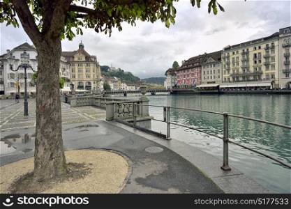 View of the city of Lucerne and Gutsch castle in Switzerland