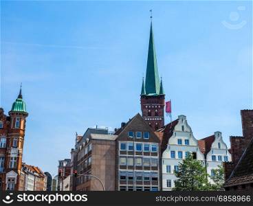 View of the city of Luebeck hdr. View of the city of Lubeck of Luebeck, Germany, hdr
