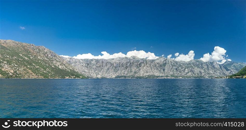 View of the city of Perast in the Bay of Kotor, Montenegro. Panoramic view of Perast, Montenegro