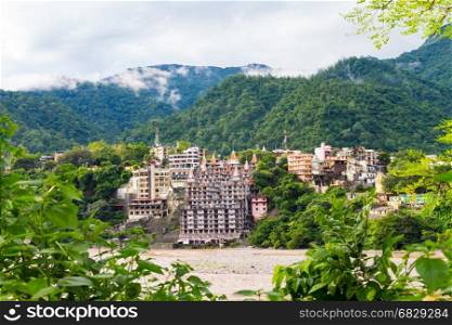 View of The City of Rishikesh and The Holy Ganges River in India