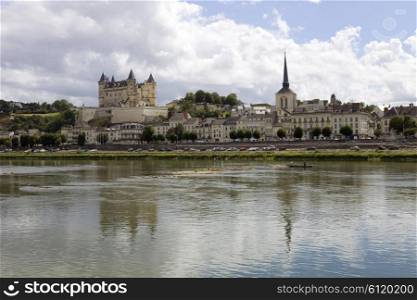 View of the city of Saumur and the Loire River, France