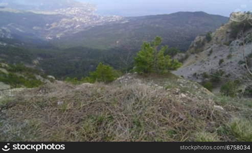 View of the coast and Yalta from the top of Mount Ai-Petri, Crimea