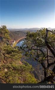 View of the Elbe from the Saxon Switzerland Bastion. View of the Elbe