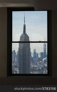 View of the Empire State Building from Top of the Rock observation deck, Midtown Manhattan, New York City, New York State, USA