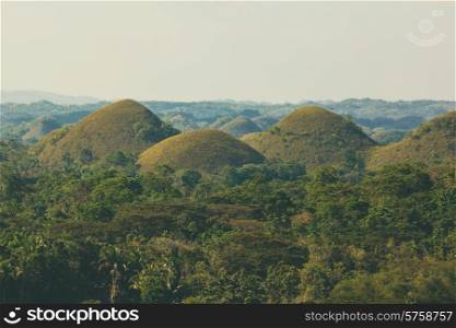 View of the famous and unusual Chocolate Hills in Bohol, Philippines