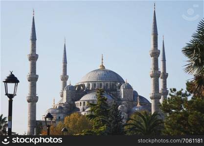 View of the famous Blue Mosque Sultan Ahmet Cami in Istanbul Turkey. Blue mosque, Istanbul, Turkey