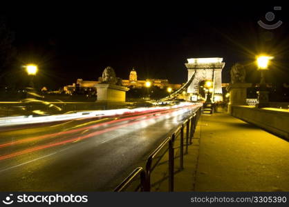 view of the famous chain bridge in Budapest