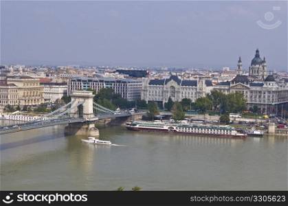 view of the famous chain bridge in Budapest