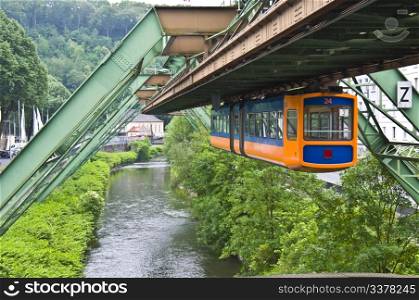 view of the famous floating tram in Wuppertal