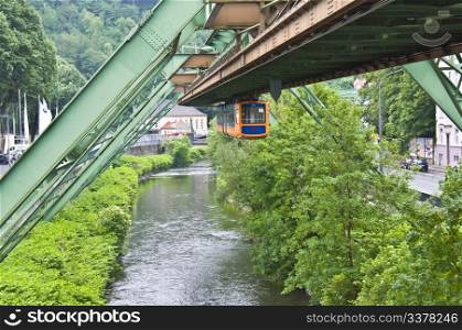 view of the famous floating tram in Wuppertal