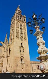 view of the famous Giralda in Seville, Spain