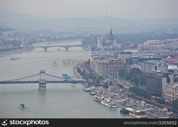 view of the famous river Danube in Budapest