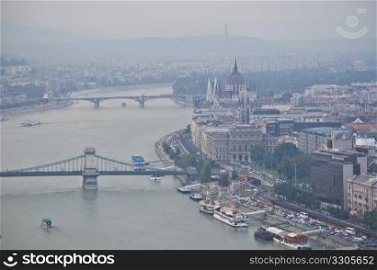 view of the famous river Danube in Budapest