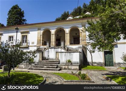 View of the former Priests House located in the front garden of the Monastery of Saint Mary of Lorvao, Coimbra, Portugal