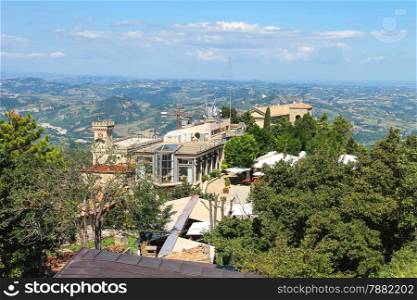 View of the fortress of San Marino. The Republic of San Marino